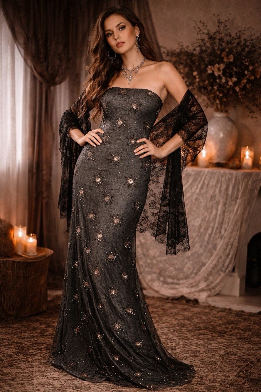 Del Rosario Womens Silk Dress 10 Beaded Evening Gown Whimsigoth Celestial Sun